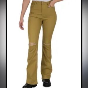Indigo Rein Women's Highwaist Flare Jeans Yellow Size 7 Distressed